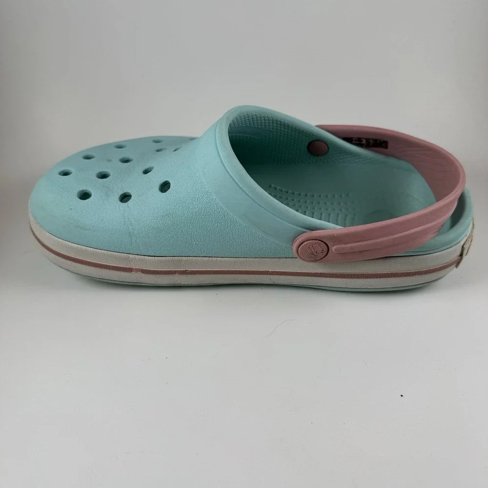 Crocs Crocband Ice Blue Pink White Womens 6 Men's 4 Pre Owned